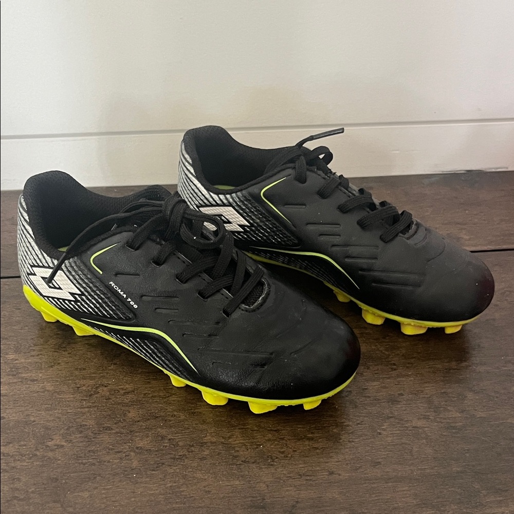Kids Black and Neon Yellow Soccer Cleats - Lightweight Traction
